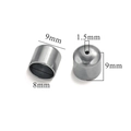 Embout cylindrique en acier inoxydable argenté 9mm pour bijoux avec diamètre intérieur 8mm - 8mm / Acier
