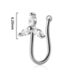U-shaped non-piercing copper nose clip with marquise zirconia stones 6.20mm floral design - Three Marquise Zirconia