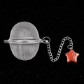 Infusor de té esférico de acero inoxidable con colgante de estrella de cristal rojo - Jaspe Rojo