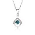 S925 sterling silver heart necklace with a blue moissanite pendant on a silver chain - 925 Silver / Moissanite Blue Green Diamond White Gold (FDTD-009)