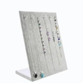 Grey velvet jewelry display stand with metal hooks for necklaces and bracelets - Small Necklace Board Gray