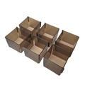 Set di 6 divisori per cassetti in plastica marrone traslucida per armadio e organizzazione - Set da 6 / caffè