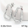 Irregular hollow teardrop earrings in silver finish with liquid hammered texture - Style A (KE115134-KFC) / Silver