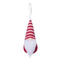 Christmas gnome ornament featuring red and white striped hat with long white beard - Red Striped Hat