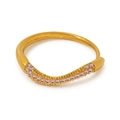 Gold wave stainless steel ring featuring 0.3cm purple zircon stones in size 7 - US 7 / Gold Purple Zirconia