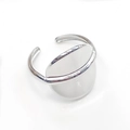 Detailed view of minimalist silver open cuff bracelet with sleek parallel titanium steel bands - Minimalist Double Parallel (R6064)