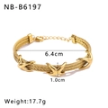 Detail of gold two-tone twisted cable bracelet with X-shaped charm and size measurements - Gold Twisted Cable Style (NB-B6197) / 18K Gold