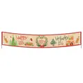 Christmas burlap banner with Santa patterns and Happy Holiday festive greetings - 014 Faux Linen Cozy Fireplace