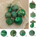 Ornamenti natalizi verdi in schiuma glitterata in varie forme come funghi e cubi - Verde Frutta Stile B (Set da 7)