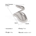 Silver stainless steel lava ring with dimensions and technical specifications - Twisted Lava Shape (SR020080-S)