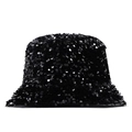 Bob tendance à paillettes noires pour hommes avec un design hip-hop réfléchissant scintillant - M (56-58cm) / Paillettes Tout Noir (09)