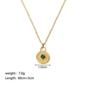 Detailansicht der 18K Gold-Halskette mit Maßen und technischen Produktspezifikationen - Runder Grüner Stein Stil (YYN023117)