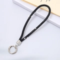 Detail of elegant black rhinestone chain strap with silver spring ring clasp - Black
