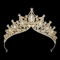 Elegant gold baroque bridal crown with sparkling rhinestones on black background - Small Gold With White Rhinestone