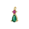 Luxury 18K gold plated charm with pink round crystal and green teardrop gemstone pendant - Gold Green Zirconia
