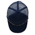 Dark blue mesh trucker hat featuring a vibrant multicolored bead chain on the visor - M (56-58cm) / All Navy Blue