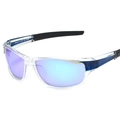 Polarized sports sunglasses with blue mirror lenses and transparent blue frames UV400 - Transparent Ice Blue