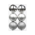 Set di 6 palline di Natale argento lucide opache e glitterate per decorazioni - 6cm / Argento