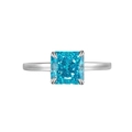 925er Silberring mit himmelblauem quadratischem Edelstein in einer Vier-Krallen-Fassung - 925er Silber / Blaue Zirkonia Ring Größe 7