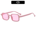 Retro square pink sunglasses C5 with y2k aesthetic frames and pink tinted lenses - Pink Frame / Pink Lens