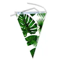 Tropical palm leaf pennant banner for party decor with 10 flags measuring 20x29cm - Triangle Banner 10 Flags