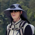 Dark grey sun hat with solar fan and neck flap for fishing and outdoor hiking - Dark Gray (Fan Style)