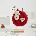 Nordische Weihnachtsfigur aus rotem Filz und Holz mit XMAS-Herzanhänger und Elchgeweih - Nr.1 Rotes Rentier