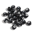 Black acrylic round spacer beads with white number 8 pattern for DIY jewelry making - 12mm Billiards Black 8