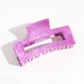 Close-up of purple marble texture on square resin hair claw clip with cutout design - Rose Red Smudge