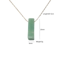 Minimalist green crystal rectangle pendant necklace with gold chain and dimensions - Amazonite