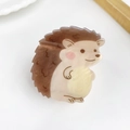 Cute cartoon hedgehog acrylic hair clip in brown and cream for girls' hair styling - Hedgehog