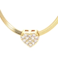 Elegante gouden slangenketting met fonkelende hartvormige zirkonia hanger voor dames sieraad - Goud