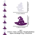 Set de pancarta de fieltro de Halloween con fantasmas blancos y sombreros de bruja púrpuras - Fieltro / Fantasma Blanco y Sombrero de Bruja Morado