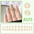Chic creamy white press-on nails set with colorful artistic polka dots for women - Cream White Colorful Dots (A575)