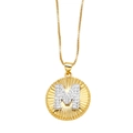 Gold-plated necklace with a sunburst medallion pendant featuring a zircon-encrusted letter M - Letter M
