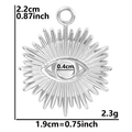 Dettaglio del ciondolo sole con occhio greco, altezza 2,2 cm e larghezza 1,9 cm indicata - Argento