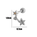 Silver star cartilage piercing stud with amber cubic zirconia and clear gemstones - Silver #8