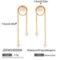Detailed dimensions of long pearl tassel earrings in stainless steel with 18k plating - Gold