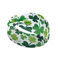 Elastic St. Patrick's Day headband with green shamrock pattern and twist knot - FC11-10 Full Print Green White Clover