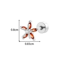 Boucle d'oreille fleur orange avec pétales facettés et fermoir à vis en acier inoxydable - Fleur Orange à Six Pétales (908-5#Argent)