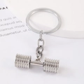Polished silver dumbbell keychain with metal ring for fitness enthusiasts and gym lovers - Dumbbell Style-D1330-1 / Silver