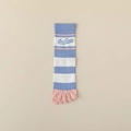 Blue, white and pink striped five-finger socks with ribbed cuffs and Raw Denim text - Purple Stripe 1 Pair