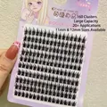 Faux cils individuels noirs denses en boîte de 160 grappes, longueurs 11 mm et 12 mm - Grande Capacité Épi de Blé 11MM