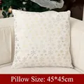 Christmas snowflake pillow cover in white and gold, size 45x45cm for festive decor - Gold Small Snowflake