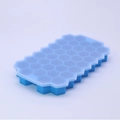 Blue honeycomb silicone ice cube tray with clear lid for hexagonal ice pieces - 37-Grid with Lid Blue