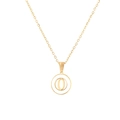 Gold-plated letter O pendant necklace with white enamel inlay and fine O-shaped chain - Letter O