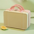 Pink and beige 14-inch mini hardshell vanity case with dual handles and matte texture - 14" / Yellow and Pink