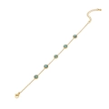Gold chain bracelet featuring round turquoise stones and an adjustable lobster clasp closure - 6# Turquoise Bracelet