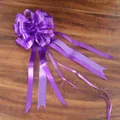 Large purple pull bow with silver stripes for wedding car and gift box decoration - Vertical Stripe Deep Purple