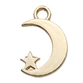 Ciondolo dorato a luna e stella in lega per gioielli fai-da-te e portachiavi - Ciondolo Luna e Stella